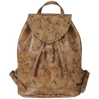 Zatchels Printed Leather Duffel Bag   Tan Floral      Womens Accessories