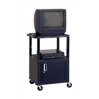 Virco Adjustable Height Audio Visual Cart with Cabinet KCABP2418ADJ Color Black