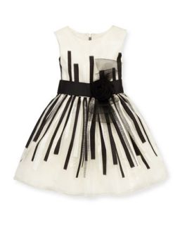 Black & White Beauty Organza Dress, White/Black, Sizes 4 6   Zoe