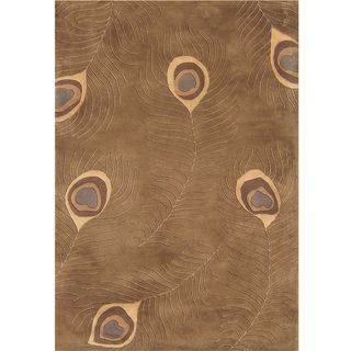 Fashion n you By Alliyah Hand Made Peacock Brown New Zealand Blend Wool Area Rug (9x12)