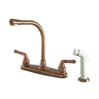 Magellan Double Handle Centerset Kitchen Faucet with Modern Lever Handles and White Side Spray Finis   Touch On Kitchen Sink Faucets  