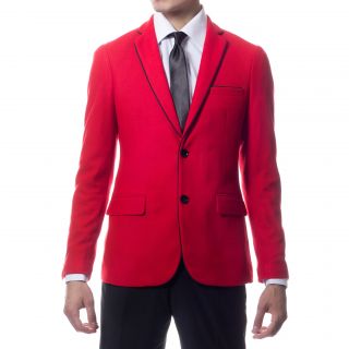 Zonettie By Ferrecci Mens Slim Fit Red Knit Traveler Blazer Jacket