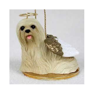 Lhasa Apso Angel Dog Ornament   Tan   Collectible Figurines