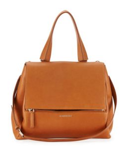 Pandora Medium Waxy Leather Satchel Bag, Camel   Givenchy