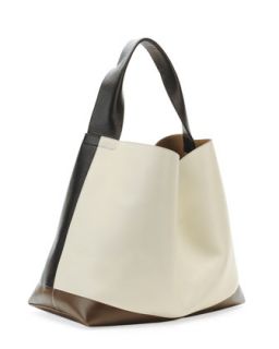 Tricolor Leather Hobo Bag, Nude/Dark Gray   Marni