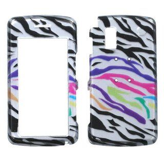 Hard Plastic Snap on Cover Fits LG CU920 CU915 VU 2D Silver Rainbow Zebra Skin AT&T Cell Phones & Accessories