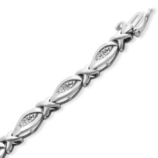 CT. T.W. Diamond X and Oval Link Bracelet in Sterling Silver   7