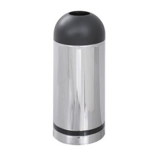 Safco Products Reflections Open Top Dome Receptacle with Black Accent in Chro