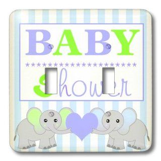 3dRose lsp_57086_2 Baby Shower Cute Twin Elephants Green and Blue Double Toggle Switch   Switch Plates  