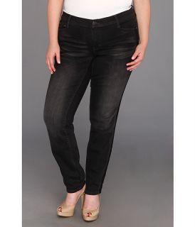 Dkny Jeans Plus Size City Skinny With Mesh Tuxedo Stripe In Black Mamba Wash