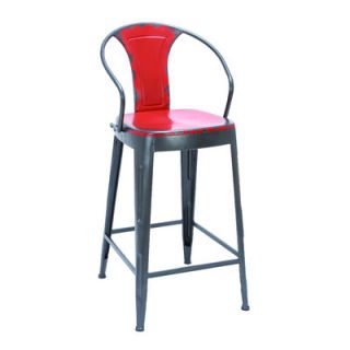 Woodland Imports Bar Stool 5543 Color Fire Engine Red