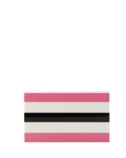 Pandora in Stripes Box Clutch, Pink/Off White   Charlotte Olympia