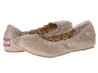 BOBS from SKECHERS Bobs   Metallic Linen Ballet Womens Slip on Shoes (Brown)