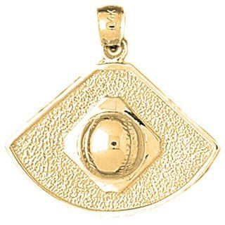 Gold Plated 925 Sterling Silver Baseball Diamond Pendant Jewels Obsession Jewelry
