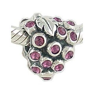 Authentic Biagi Bunch of Grapes Solid 925 Sterling Silver and CZ Bead fits European Charm Bracelet Jewelry