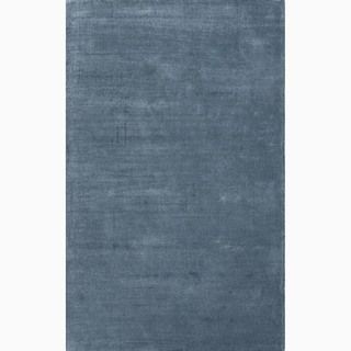 Handmade Solid Pattern Blue Wool/ Art Silk Rug (2 X 3)
