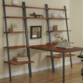 Jesper Office Parson Ladder Five Shelf Bookcase with Peninsula Writing Desk X