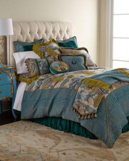 King Patch Fabric Sham with Ribbon Fringe   Dian Austin Couture Home