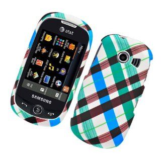 Blue Plaid Rubberized Hard Faceplate Cover Phone Case for Samsung Flight 2 A927 SGH A927 Cell Phones & Accessories