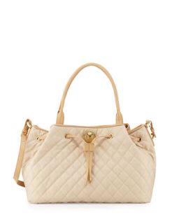 Borsa Quilted Faux Leather Tote, Beige/Ivory   Moschino