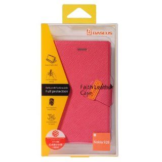 Baseus Stand Flip Premium PU Thin Leather Cover Case for Nokia Lumia 928 (Rose Red) Cell Phones & Accessories
