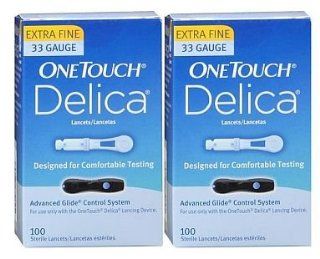 Delica Lancets 2 Boxes X 100 Extra Fine 33 Gauge Lancets Health & Personal Care