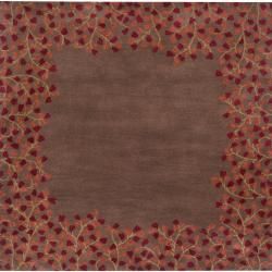 Hand tufted Brown Beauceron Wool Rug (8 Square)