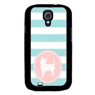 Love Chihuahuas Aqua Stripes Circle Hipster Samsung Galaxy S4 I9500 Case Fits Samsung Galaxy S4 I9500 Cell Phones & Accessories