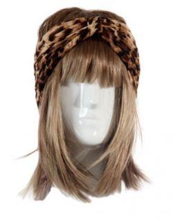 Lookbookstore Women Gathered Knot Pleated Rib Wide Turban Headband Hair Bands, Leopard Beauty