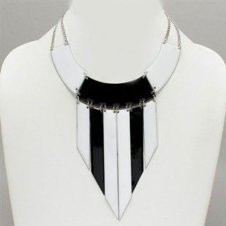 Statement Celebrity Style White Color Block 15" Bib Necklace Chain Necklaces Jewelry