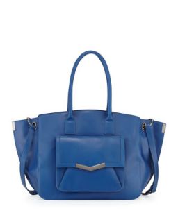 Jo Smooth Leather Tote Bag, Paris Blue   Times Arrow