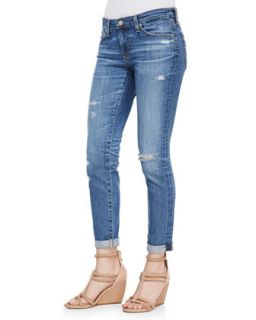 Womens 18 Year Fly Away Stilt Roll Up Distressed Slim Jeans   AG Adriano