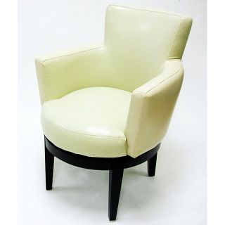 Bicast Cream Leather Swivel Club Chair