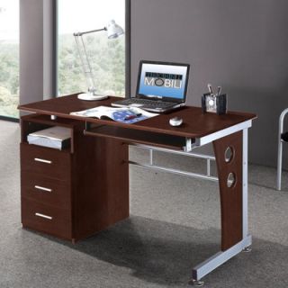 Techni Mobili Computer Desk with Side Cabinet RTA 3520 Laminate Finish Choco