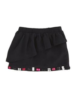 Cascade Ruffle Miniskirt, Black, Sizes 2 6   Milly Minis