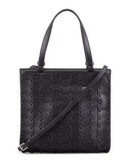 Woven Small Crossbody Shopper Bag, Black   THE ROW