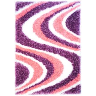 Chic Luxurious Soft Shag Waves Purple Pink White Area Rug (67 X 93)