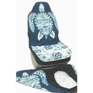 Hawaiian Car Seat Covers, Blue Big Turtle, set of 2 Front Bucket seat covers, Made in Hawaii USA Automotive
