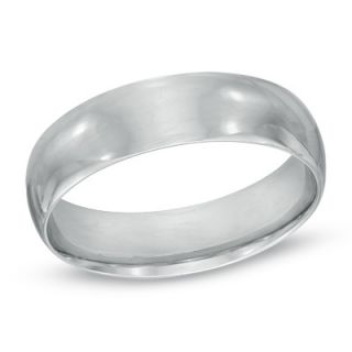 Mens 6.0mm Polished Comfort Fit Wedding Band in Sterling Silver