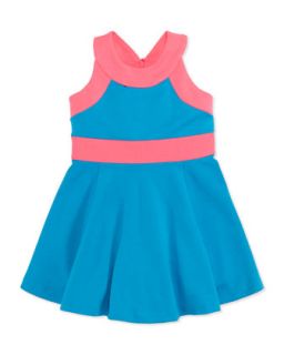 Ponte Circle Sleeveless Dress, Aqua/Pink   Milly Minis
