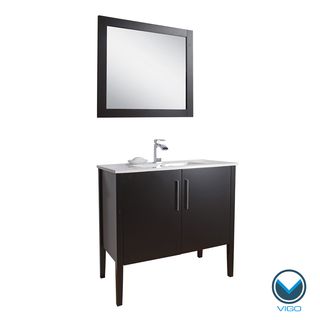 Vigo Vigo 36 inch Maxine Single Bathroom Vanity With Mirror Black Size Single Vanities