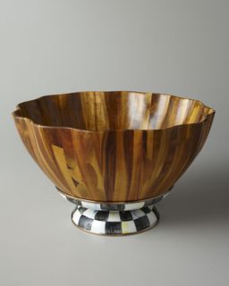 Courtly Check Fluted Wooden Salad Bowl   MacKenzie Childs