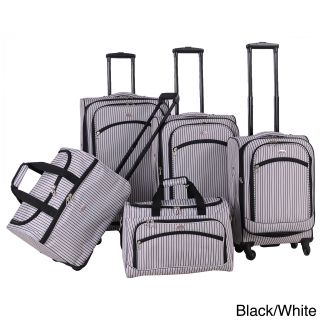 American Flyer Oxford Pinstripe 5 piece Spinner Luggage Set