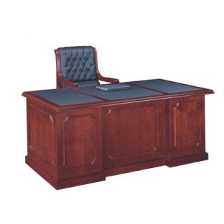 Absolute Office Heritage Leather Look Top Executive Desk with Center Drawer H
