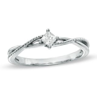 CT. Princess Cut Diamond Twine Promise Ring in 10K White Gold