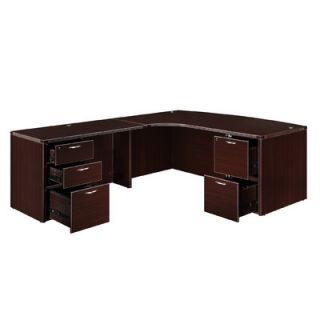 DMi Fairplex Executive Corner Bow Front L Desk with 5 Drawers 7004 47ECB Or