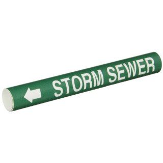 Brady 4133 B Bradysnap On Pipe Marker, B 915, White On Green Coiled Printed Plastic Sheet, Legend "Storm Sewer" Industrial Pipe Markers