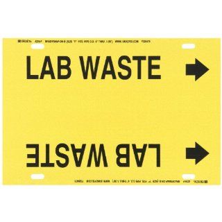 Brady 4226 F Brady Strap On Pipe Marker, B 915, Black On Yellow Printed Plastic Sheet, Legend "Lab Waste" Industrial Pipe Markers