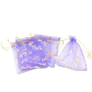 5 Pcs Purple Organza Dot Butterfly Pattern Wedding Party Gift Pouch Bag Health & Personal Care