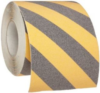 Brady 60' Length, 6" Width, B 916 Grit Coated Polyester Tape, Striped Special Black And Yellow Color Anti Skid Tape Safety Tape